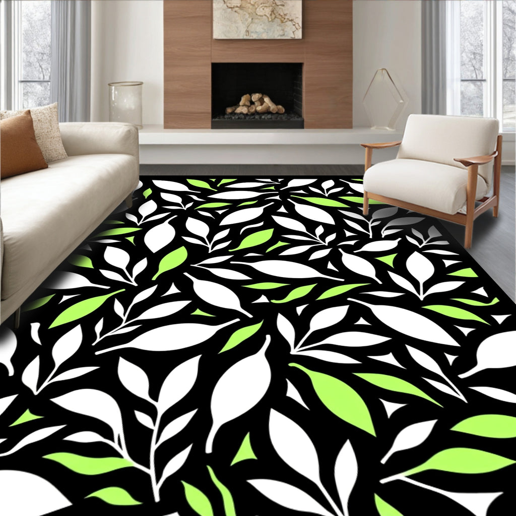 Modern Leaf Silhouette Pattern Rug