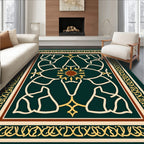 Emerald Green Abstract Floral Design Rug