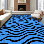 Bold Blue Wave Pattern Rug