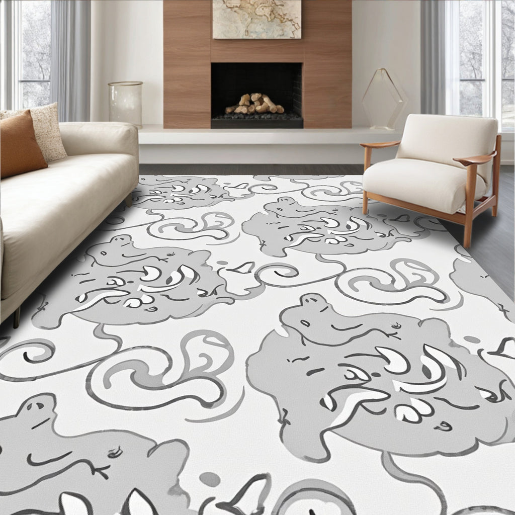 Abstract Swirls Graphic Print Rug