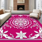 Fuchsia Floral Medallion Border Rug