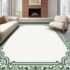 Ornate Green Floral Border Design Rug