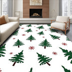 Festive Deep Green Pine Trees Rug