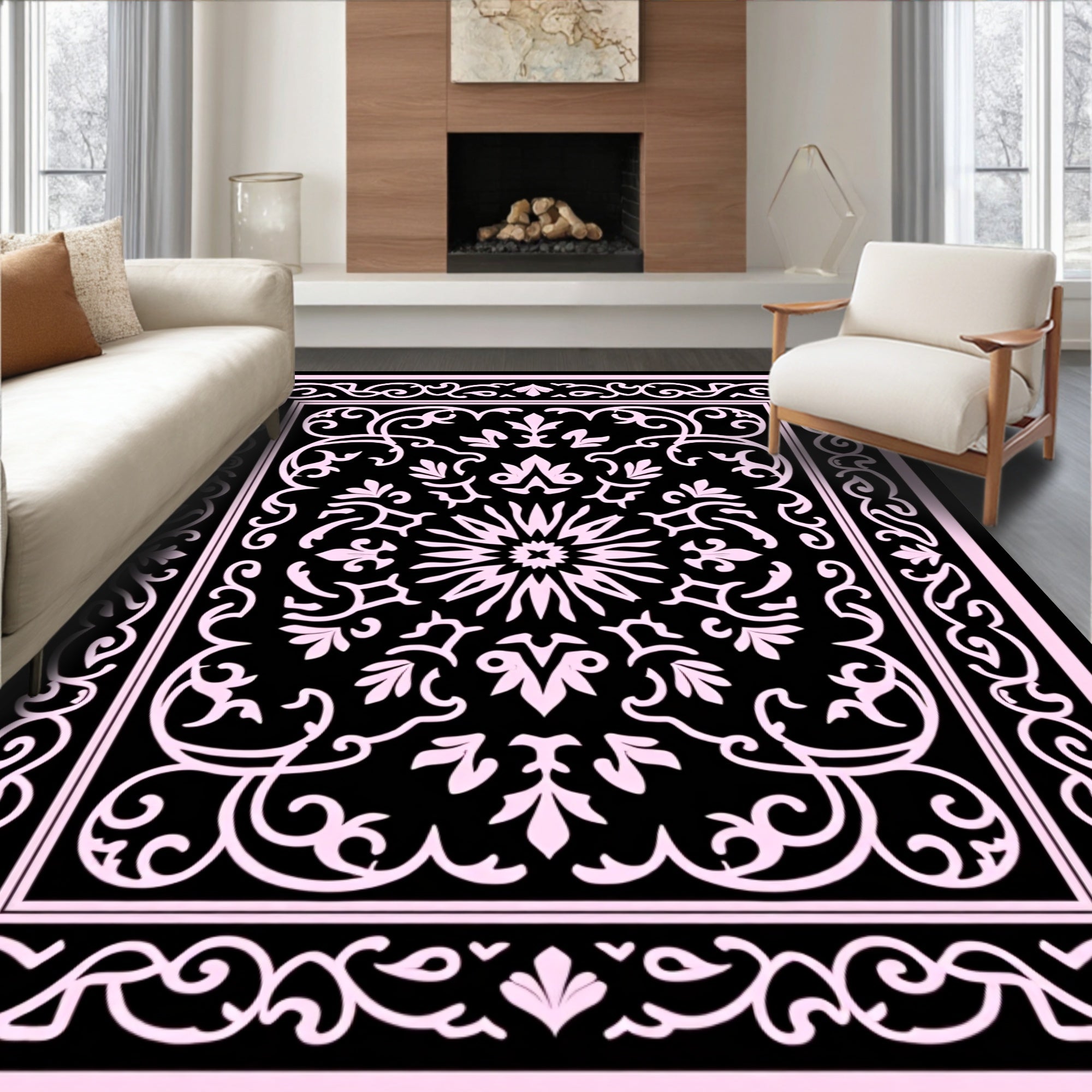 Ornate Floral Symmetry Pattern Rug