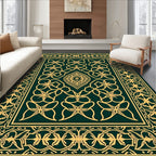 Elegant Gold Interlocking Floral Design Rug