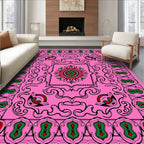 Pink Floral And Scrollwork Rug