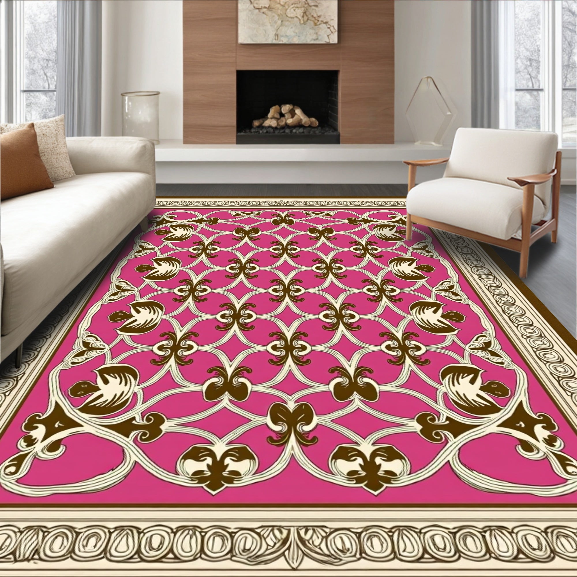 Elegant Floral Lattice Pattern Rug