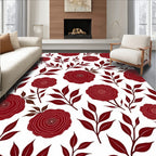 Red Floral Leafy Classic Pattern Rug