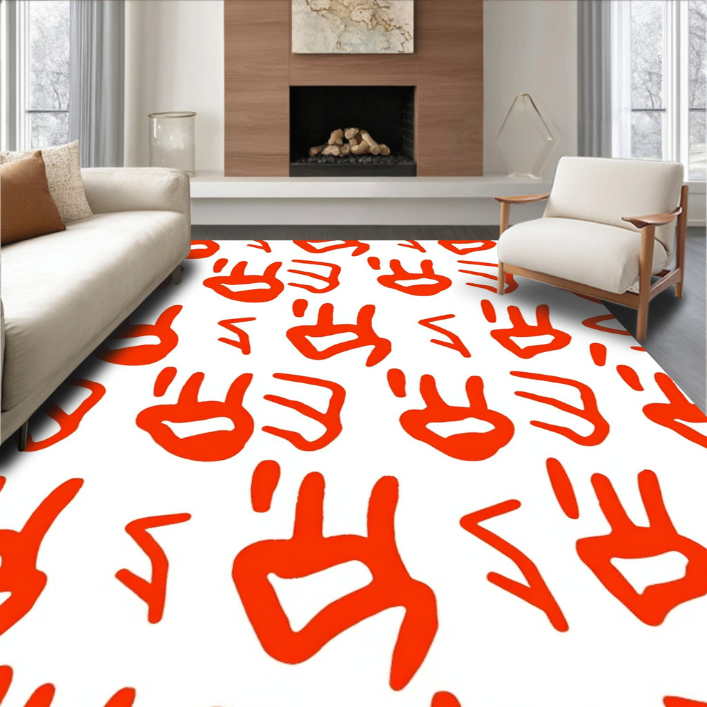 Bold Orange Abstract Doodle Pattern Rug