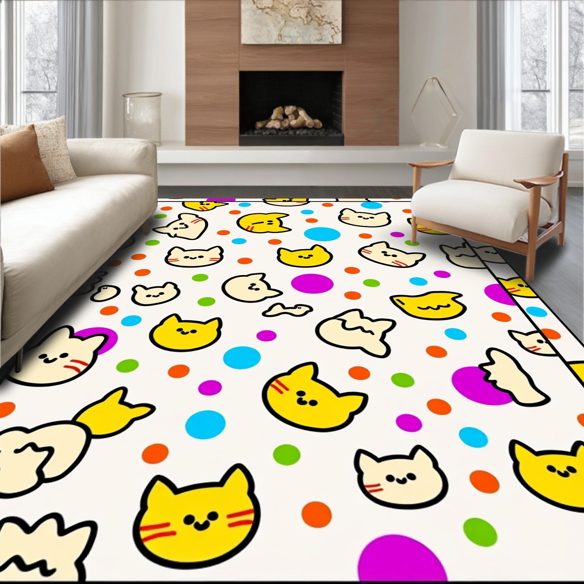 Cheeky Cat Dot Pattern Design Rug