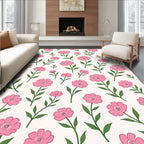 Pink Floral Pattern Garden Design Rug