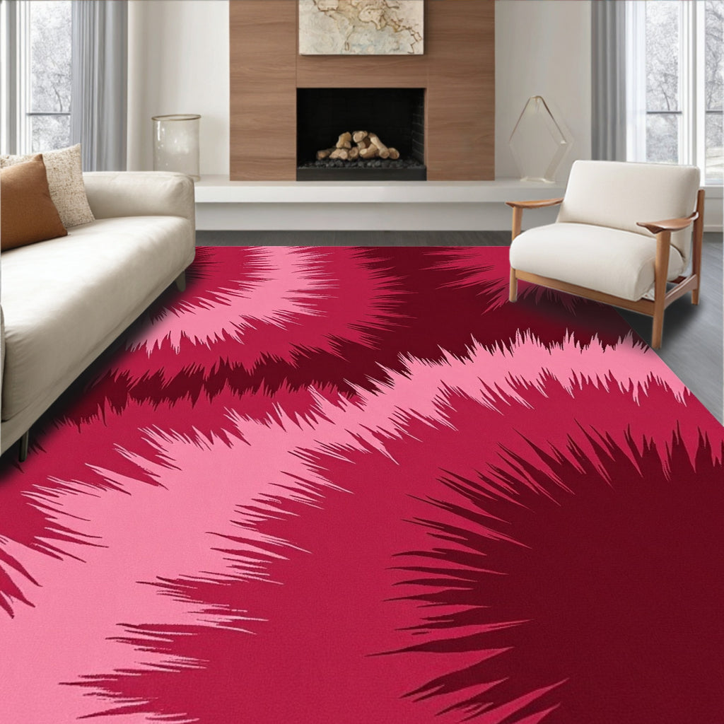 Crimson Pink Plasma Swirl Pattern Rug