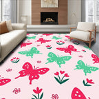 Pink Garden Butterfly Pattern Design Rug