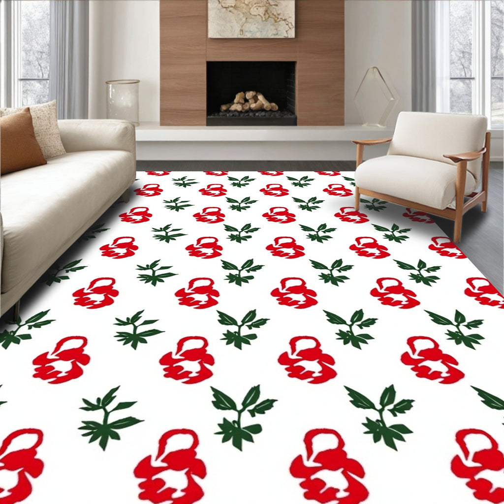 Red Blooming Branch Collage Rug
