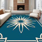 Geometric Floral Corner Frame Design Rug