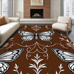 Elegant White Butterfly Pattern Rug