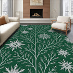 Winter Branch Snowflake Pattern Rug