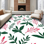 Botanical Print With Red Accents Rug