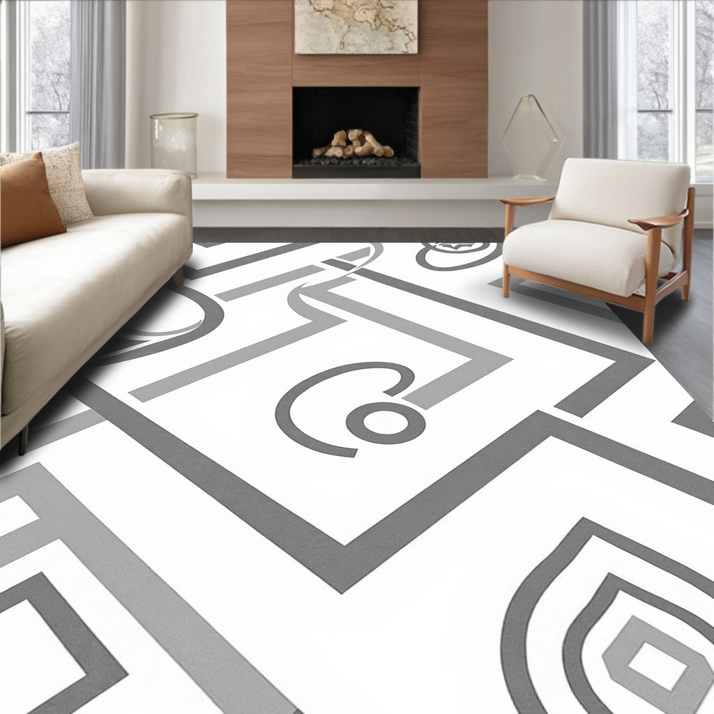Abstract Geometric Line Art Pattern Rug