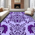 Elegant Floral Swirls Print Rug