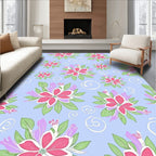 Pink And Purple Floral Swirl Pattern Rug
