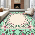 Elegant Floral Vine Border Design Rug