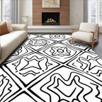 Abstract Black White Geometric Diamonds Rug