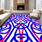 Abstract Interlocking Blue Red Lines Rug