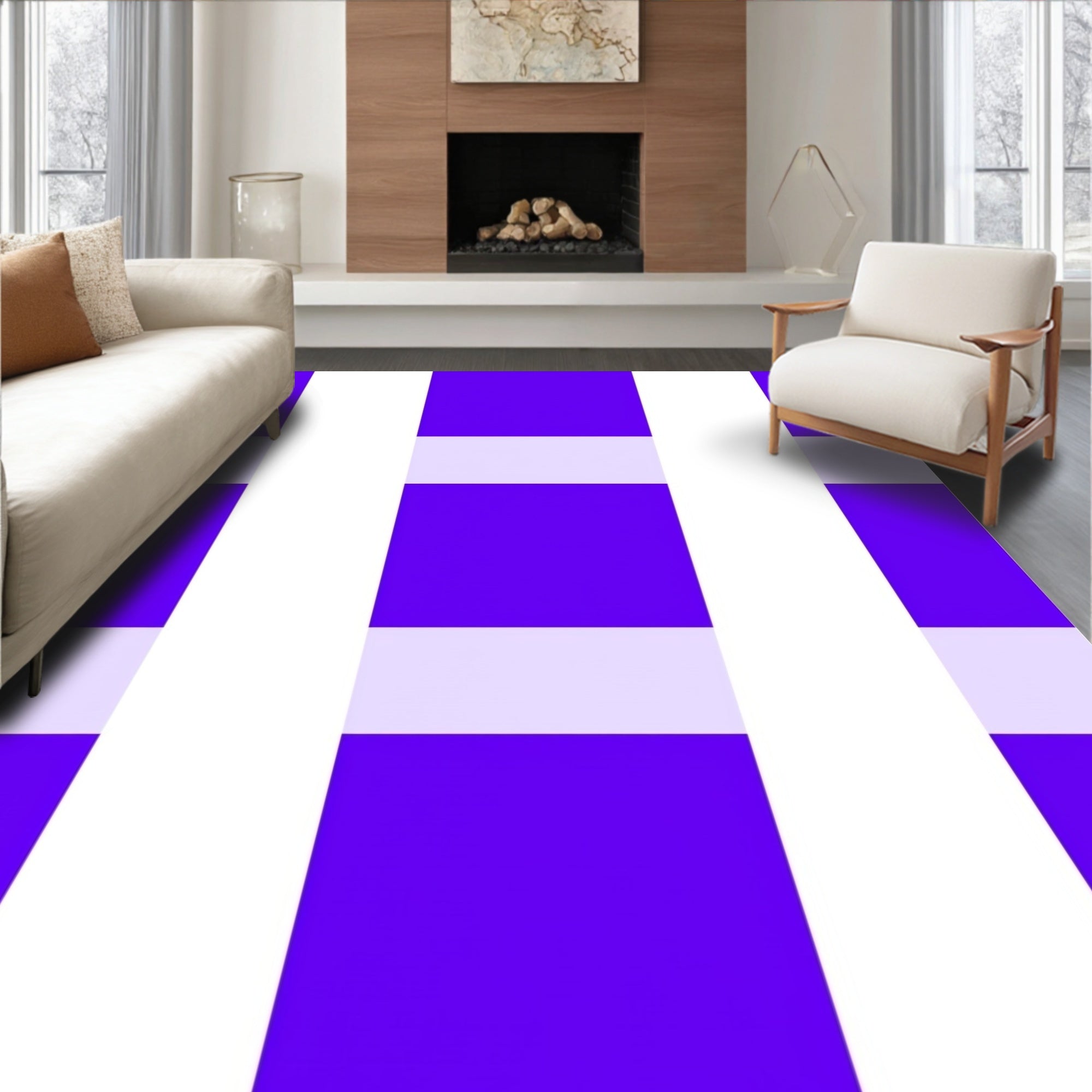 Bold Purple Stripe Modern Rug