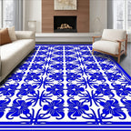 Chinoiserie Blue Floral Repeating Pattern Rug