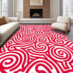 Bold Red Swirl Abstract Graphic Rug