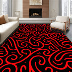Red Swirl Abstract Continuous Pattern Rug