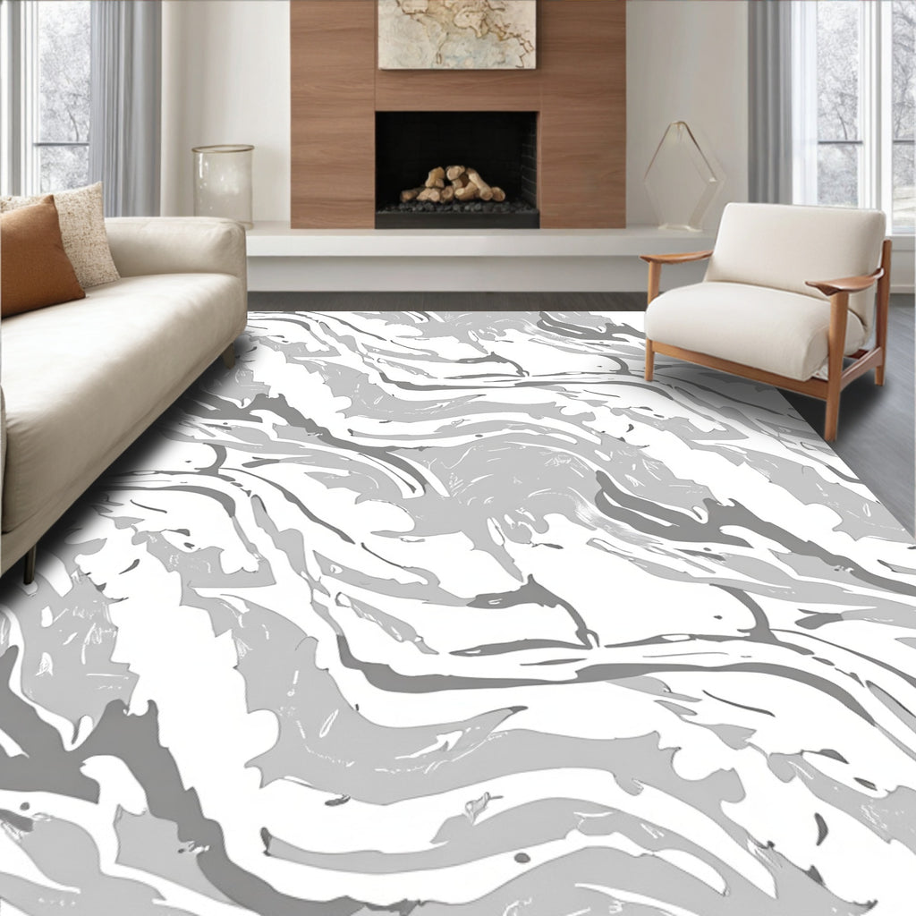 Abstract Swirls Light Gray Design Rug