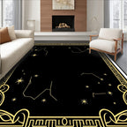 Celestial Constellation Black Gold Rug