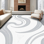 Abstract Swirls In Grey and White Rug
