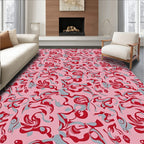 Playful Pink Red Swirl Pattern Rug