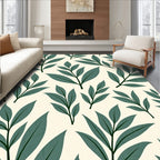 Organic Green Leaf Pattern Print Rug