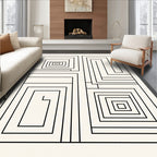 Simple Black White Geometric Maze Rug
