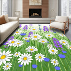 Floral Meadow Daisy Lavender Design Rug