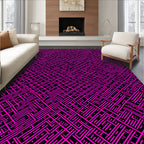 Pink Geometric Maze Pattern Design Rug