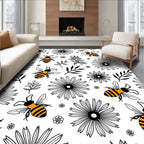 Whimsical Bees Daisy Pattern Rug
