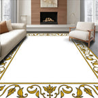 Golden Floral Scroll Border Design Rug