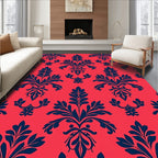 Classic Floral Scrollwork Red Navy Rug