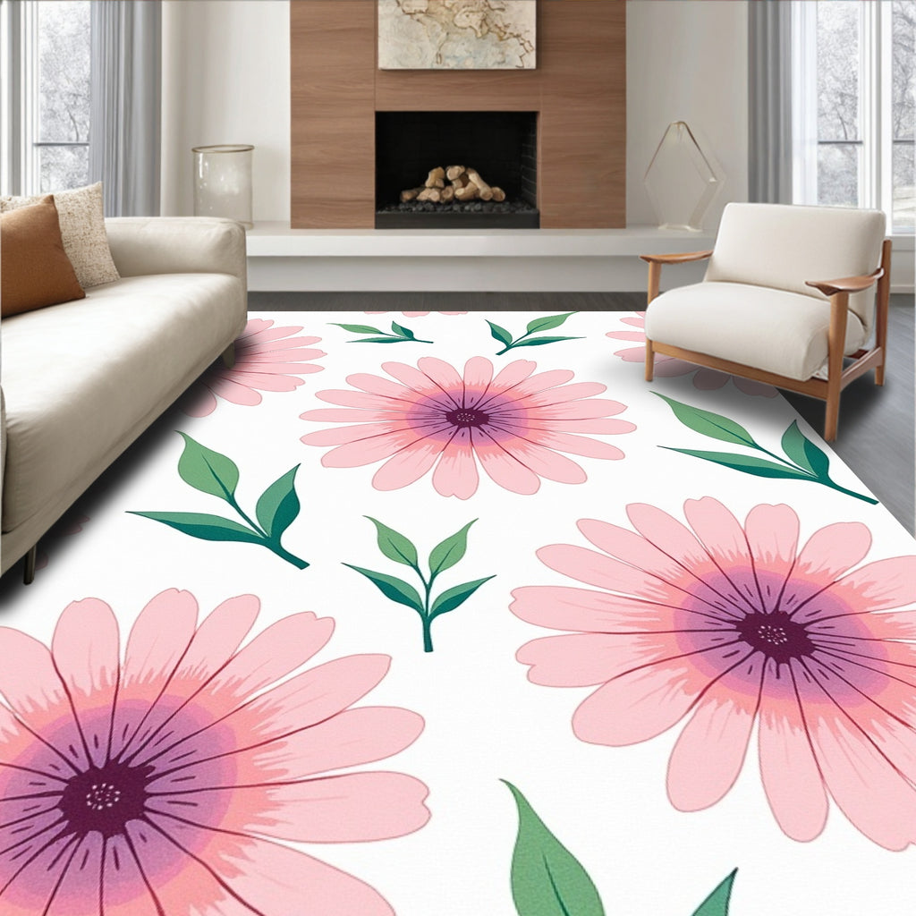 Pastel Floral Sprig Pattern Rug