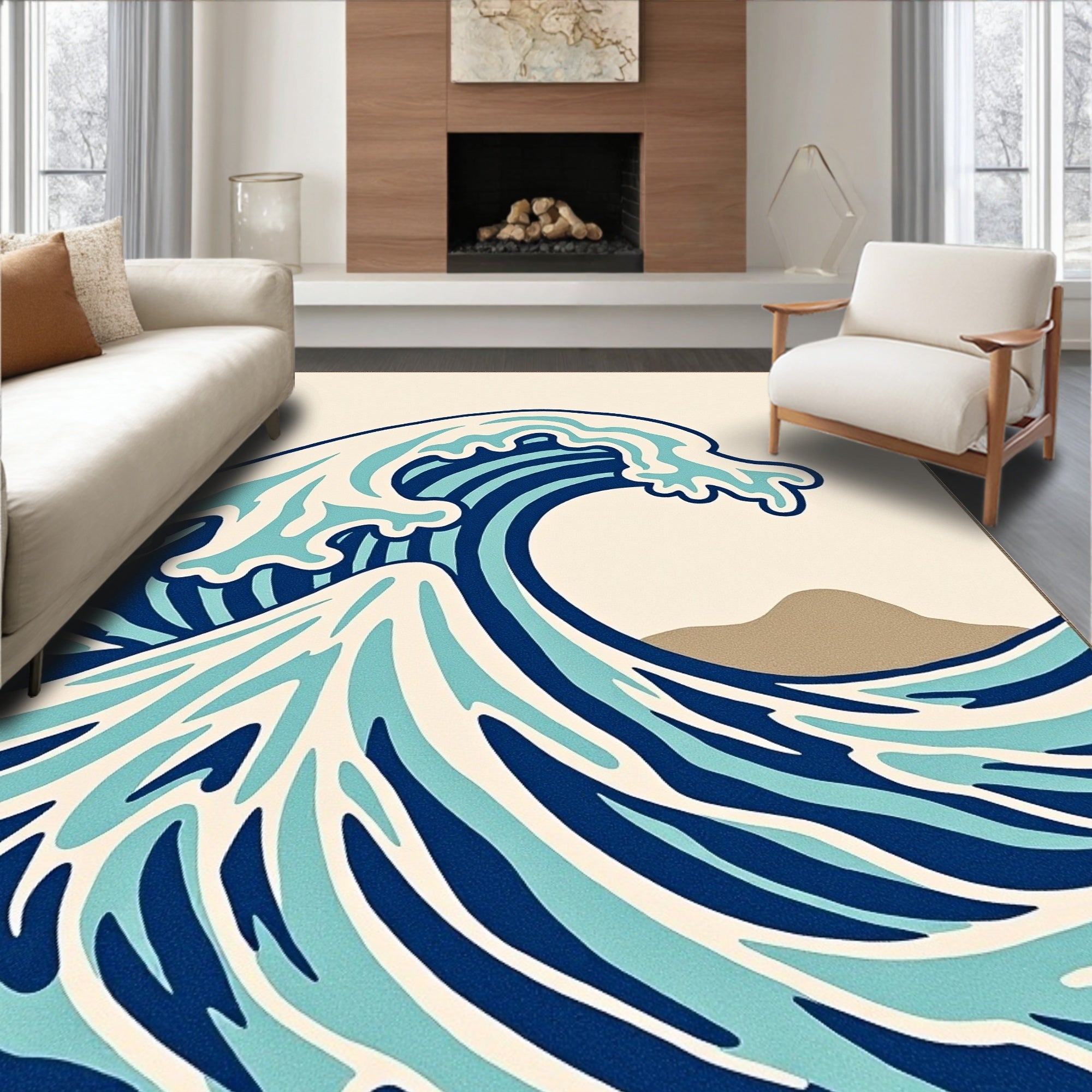 Dynamic Ocean Wave Art Rug