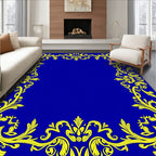Ornate Yellow Floral Border Design Rug