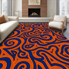Abstract Swirl Orange Blue Pattern Rug
