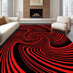 Abstract Red Black Swirl Pattern Rug