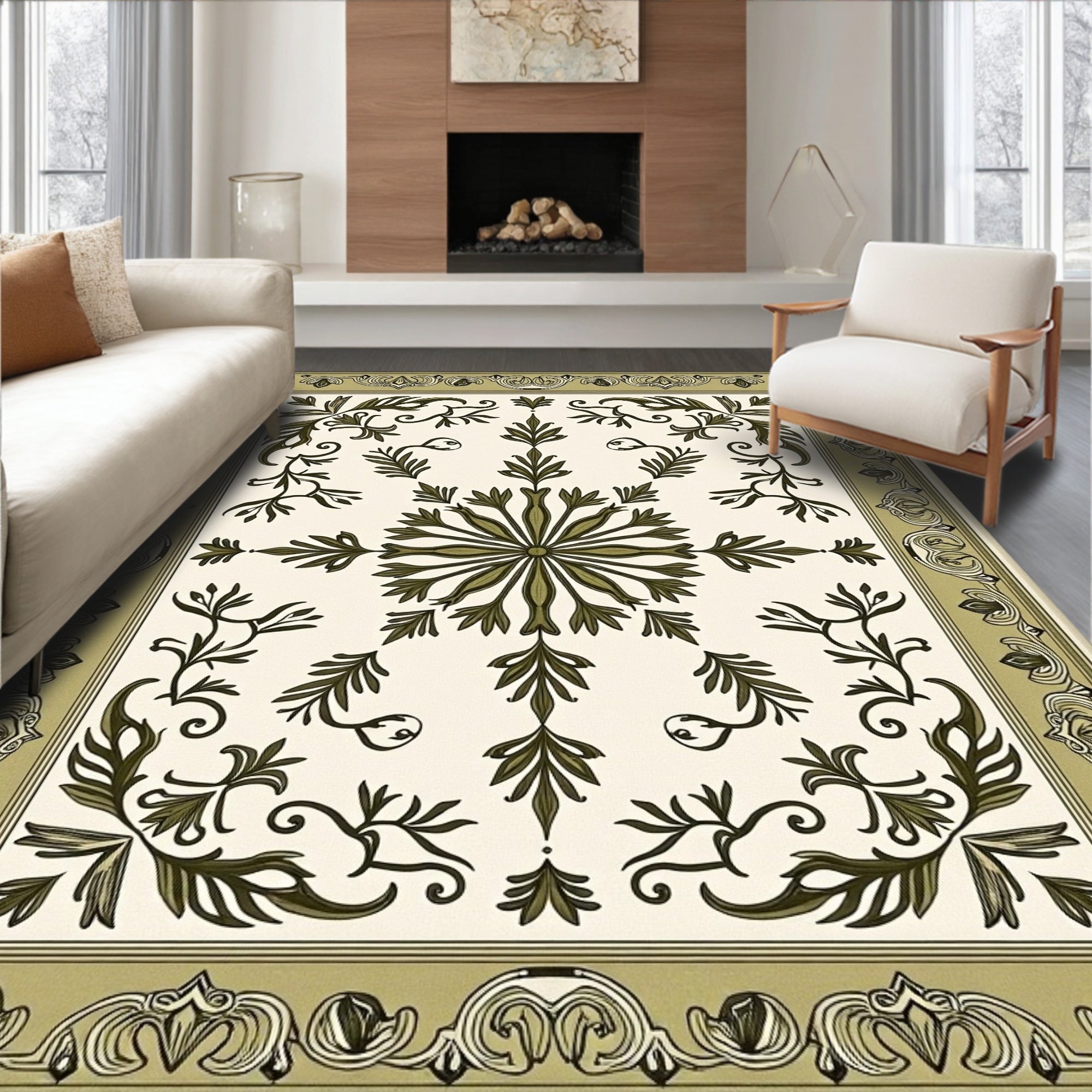 Ornate Floral Medallion Pattern Rug