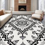 Intricate Black White Mandala Rug
